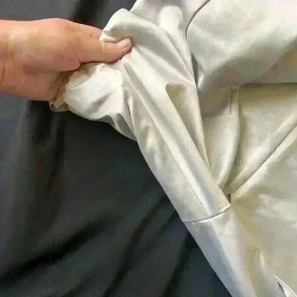 The Limited- Sleeveless Dress with Pockets- Silver Satin- 14 - Picture 6 of 8